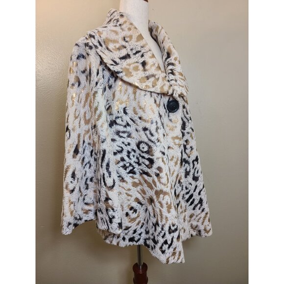 Multiples Long Sleeves Women Coat Jacket Size 0X Animal Print A181 - Picture 2 of 13
